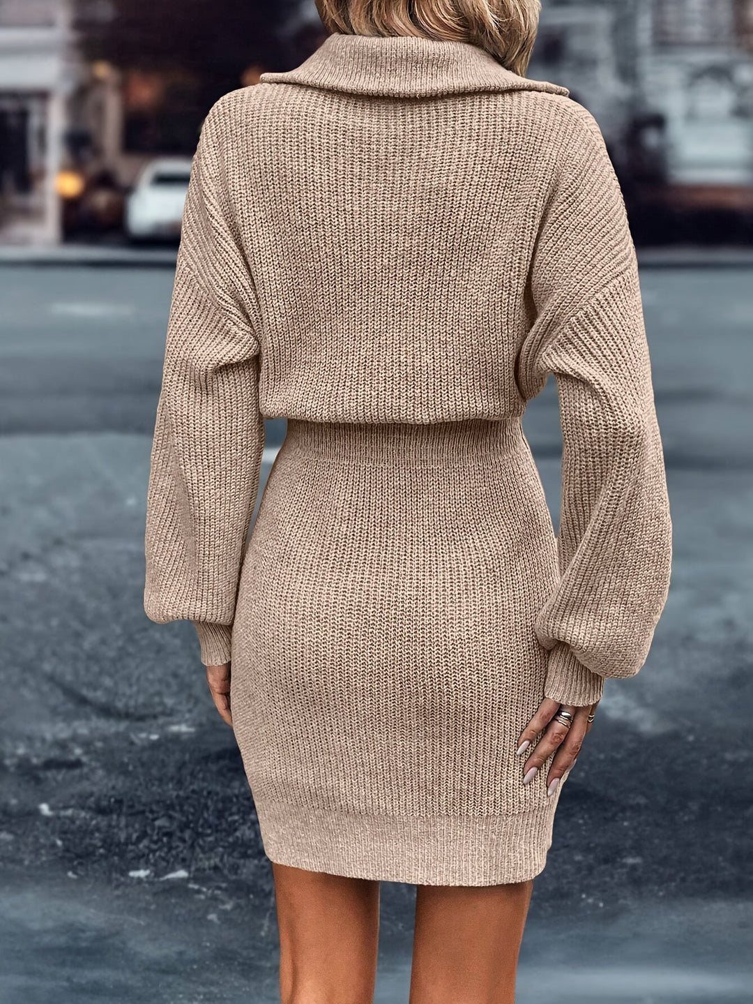 Levoire | Tricot Uni Col V Robe Avec Fermeture Éclair