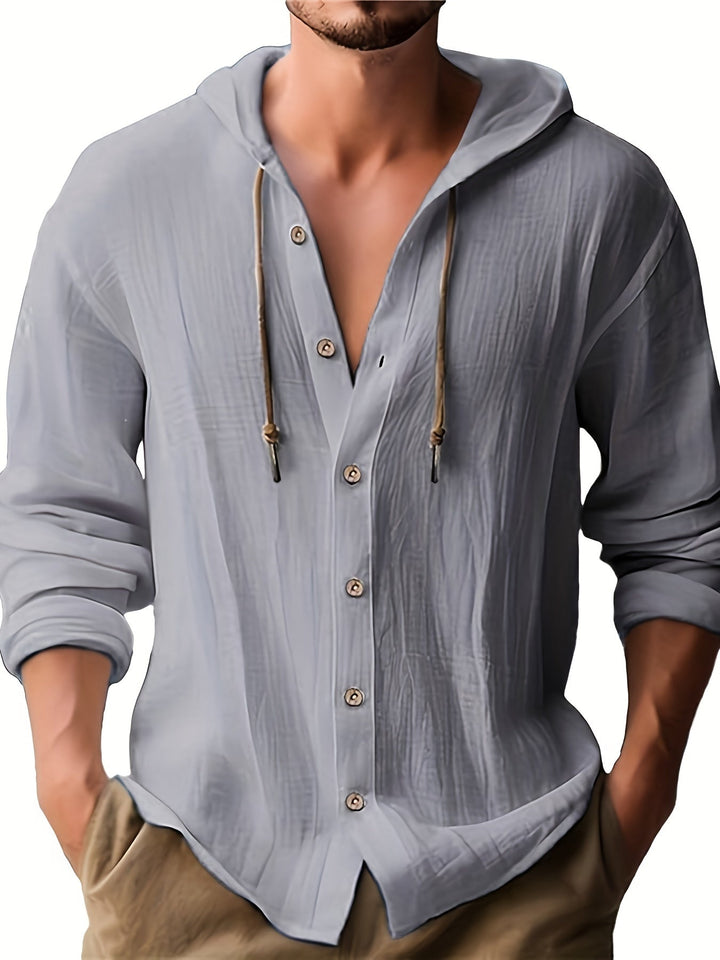 Levoire | Veste Pour Hommes À Capuche En Coton Pur Gris foncé