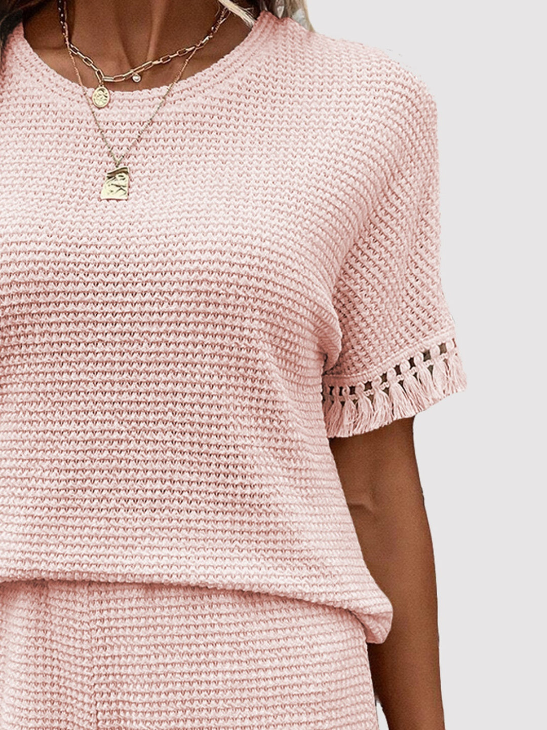 Levoire | Franges T-Shirt Col Rond Et Ensemble Shorts