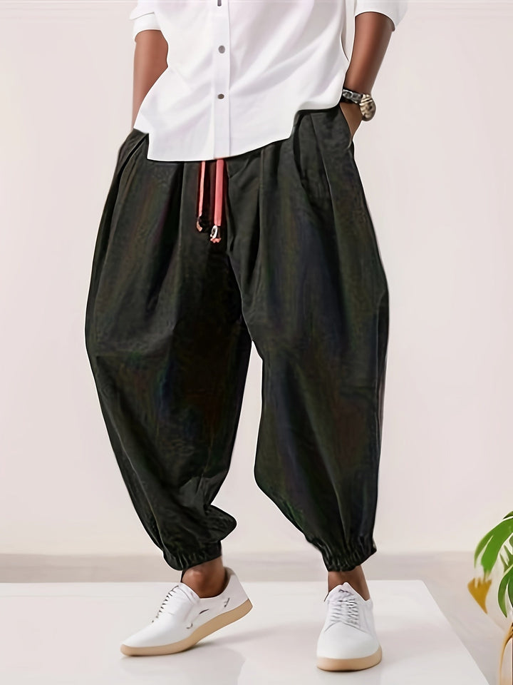 Levoire | Pantalon De Plage Large Décontracté Avec Cordons Noir