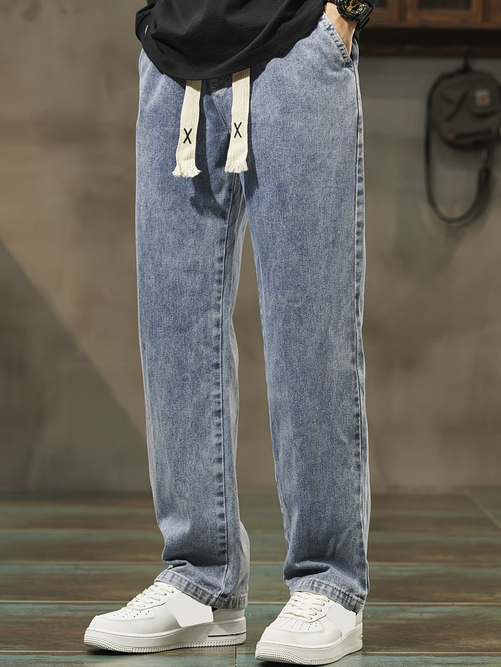 Levoire | Printemps/Automne, Pantalons Droits En Jean Décontractés Pour Hommes Bleu clair