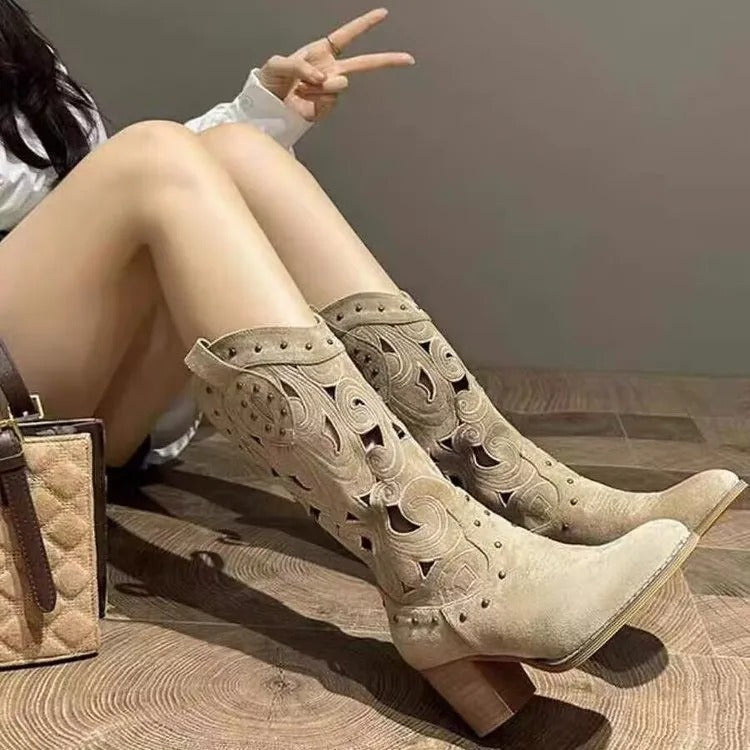 Levoire | Bottes De Cowboy En Cuir Imprimé Avec Design Uni 35 Gris