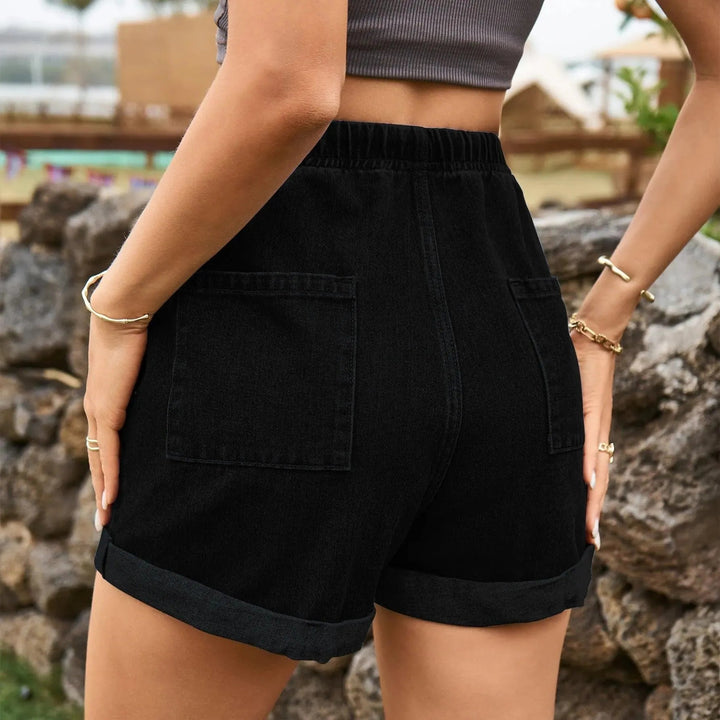 Levoire | Shorts en denim froncés avec taille élastique Noir