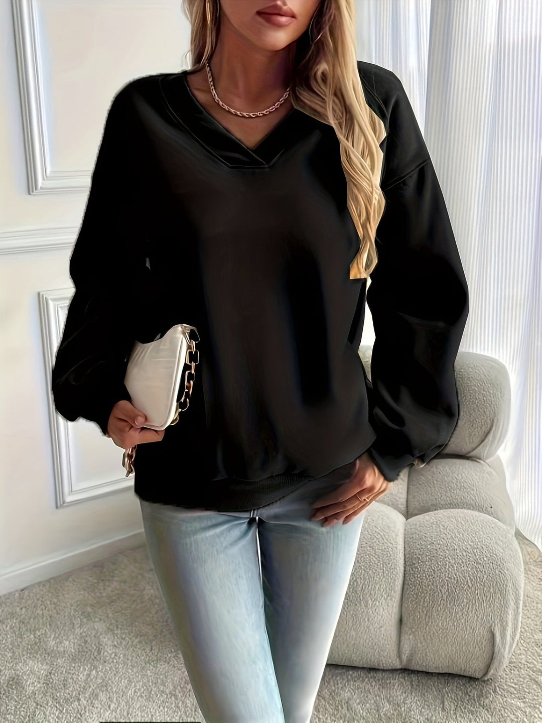 Levoire | Sweatshirt À Col Rond Avec Épaules Tombantes