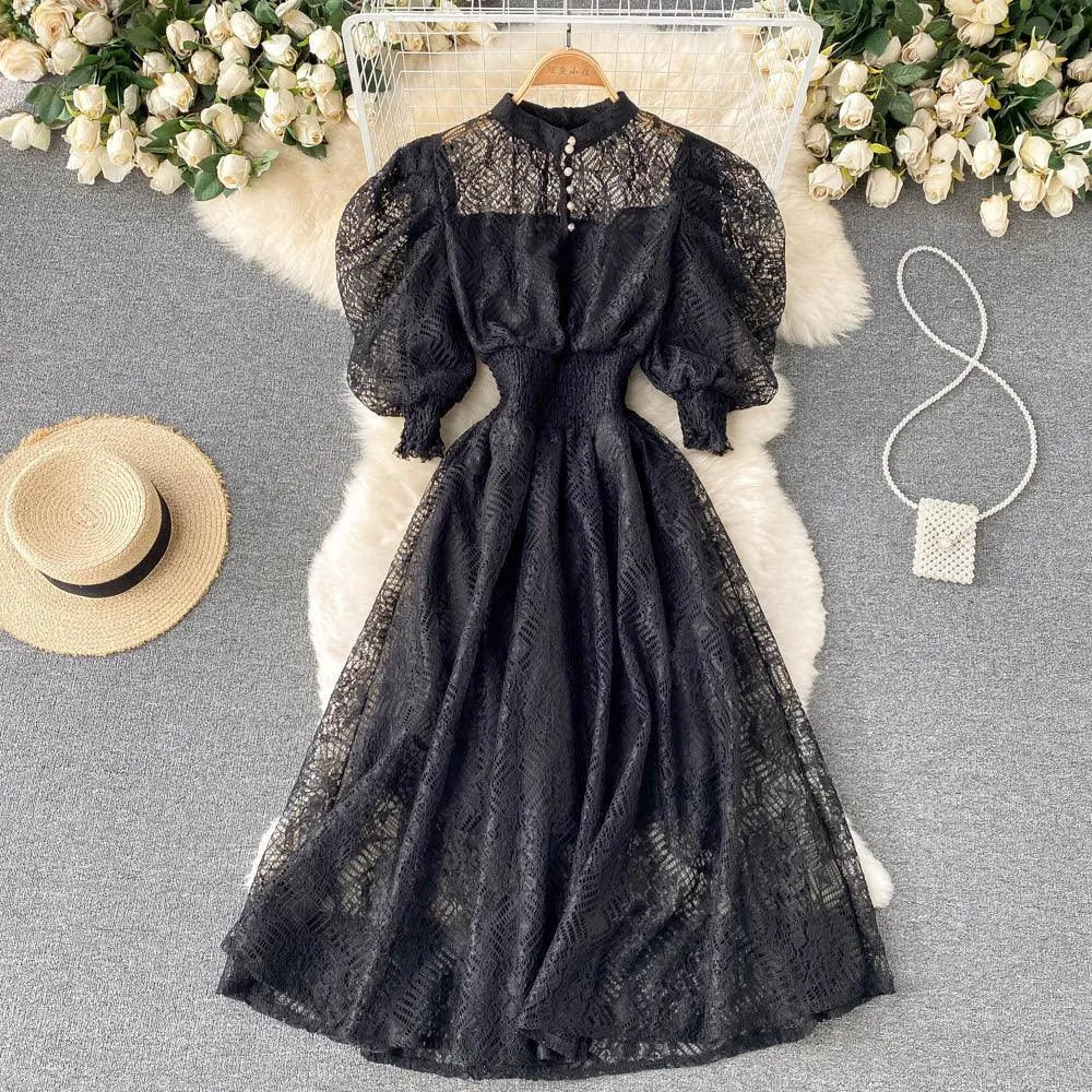 Levoire | Robe en dentelle vintage élégante Noir Une taille