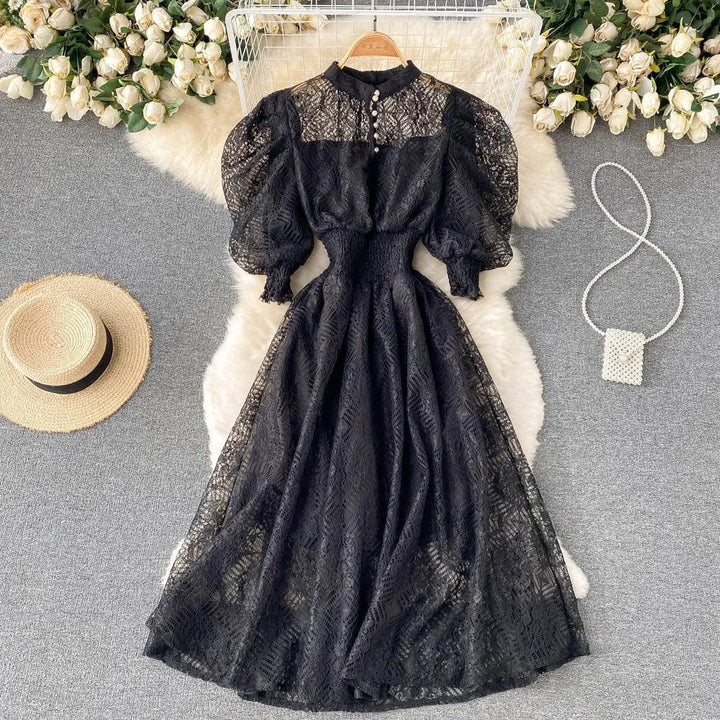 Levoire | Robe en dentelle vintage élégante Noir Une taille