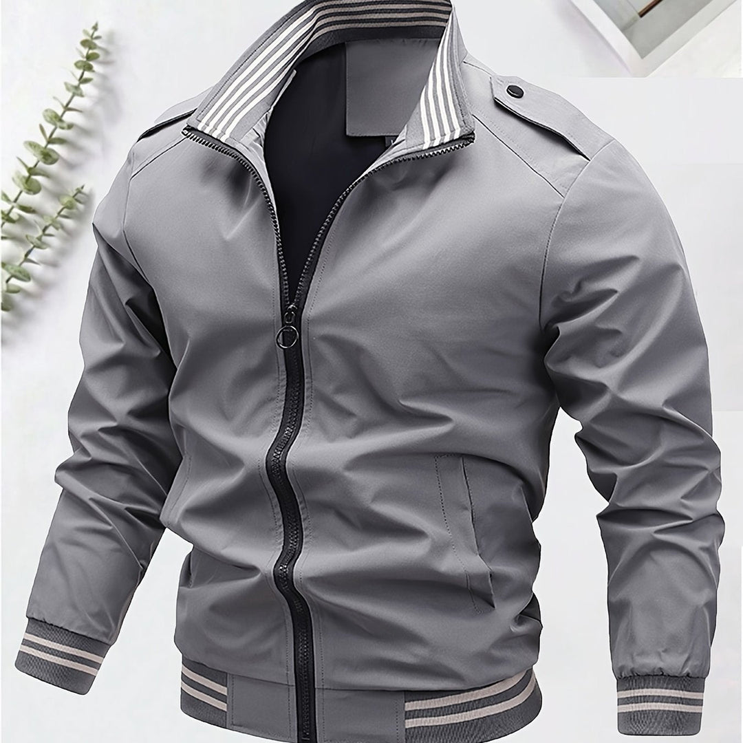 Levoire | Khaki Veste Tendance Pour Hommes Avec Fermeture Éclair Et Col Roulé gris