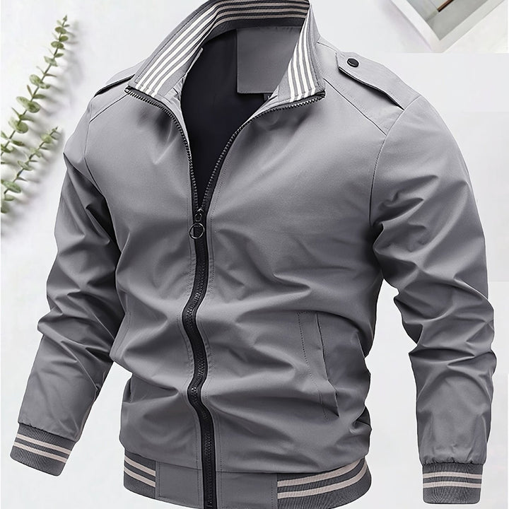 Levoire | Khaki Veste Tendance Pour Hommes Avec Fermeture Éclair Et Col Roulé gris