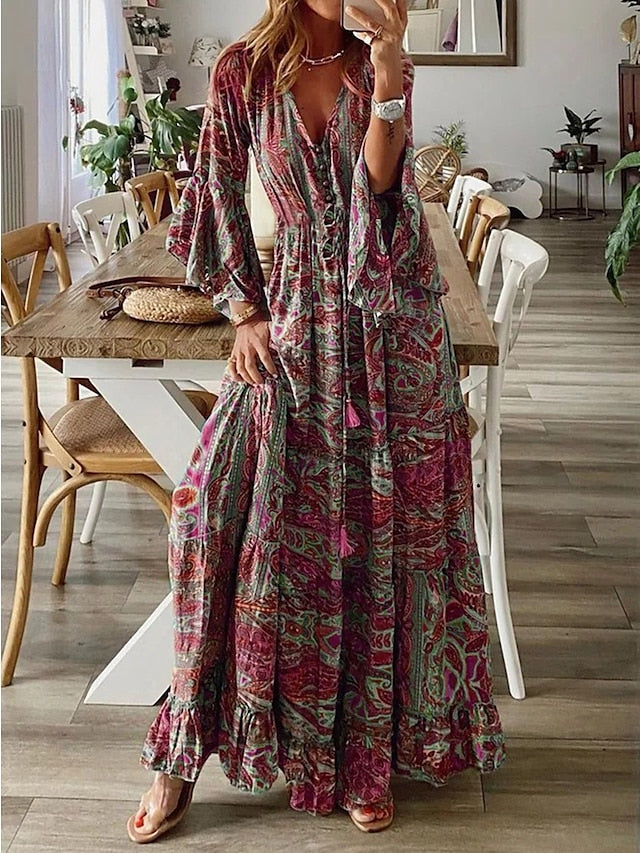 Levoire | Motif Floral Robe Longue