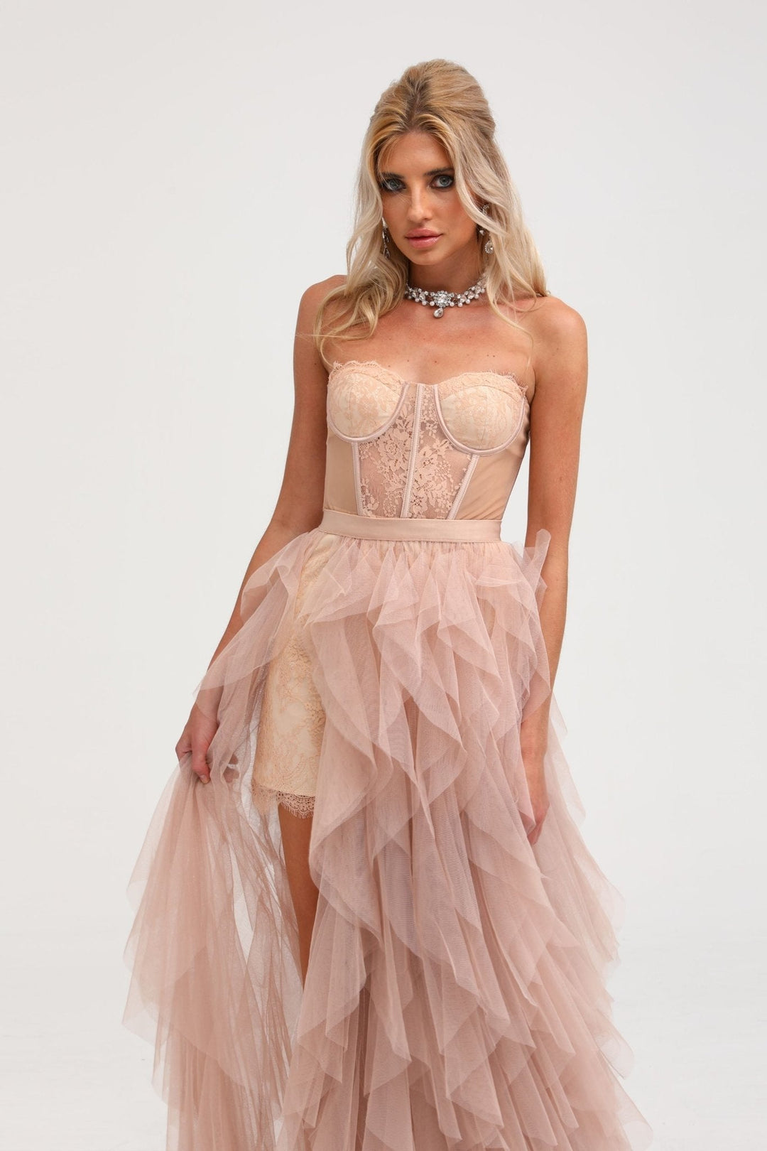 Levoire | Robe Maxi En Maille Bustier Rose