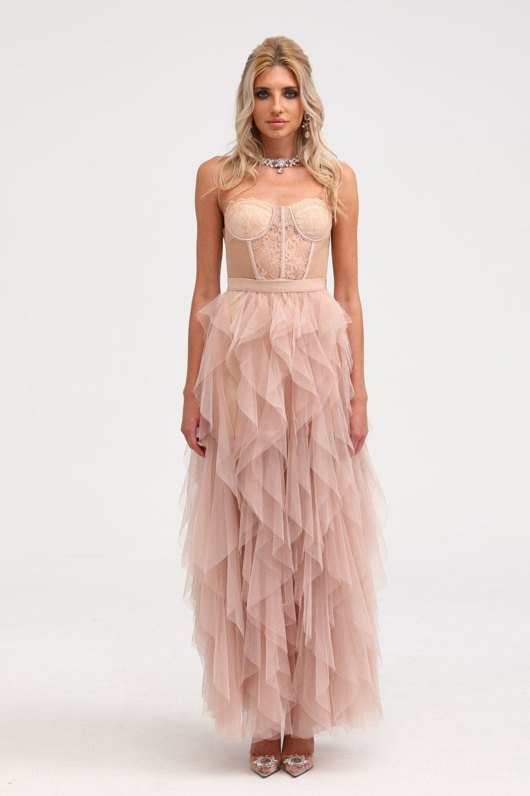 Levoire | Robe Maxi En Maille Bustier Rose