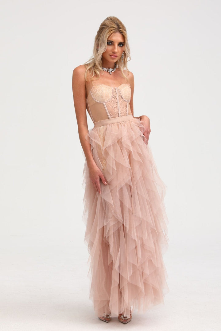 Levoire | Robe Maxi En Maille Bustier Rose