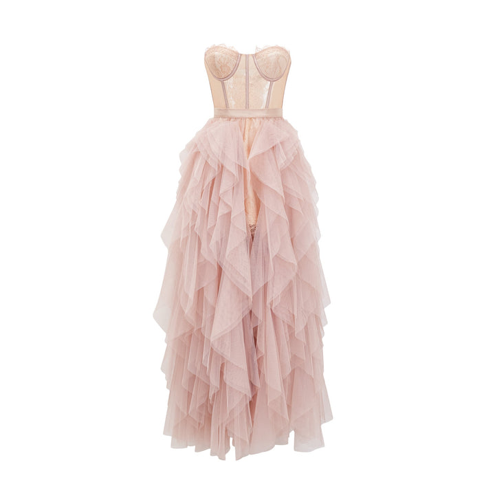 Levoire | Robe Maxi En Maille Bustier Rose