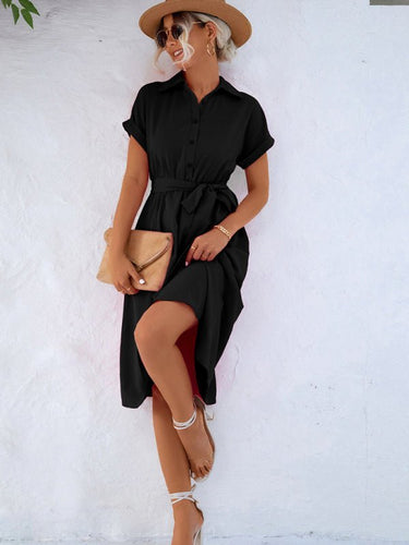 Levoire | Élégante chemise à boutons décontractée-robe avec ceinture à la taille