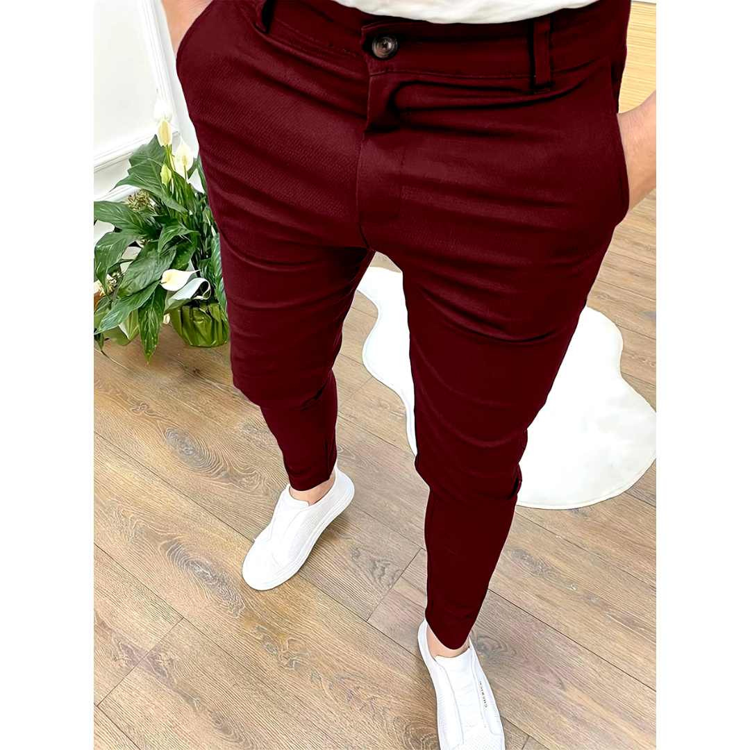 Levoire | Pantalon De Bureau Homme Pantalon En Tissu Polyvalent Pour Le Bureau Et La Vie Quotidienne Rot