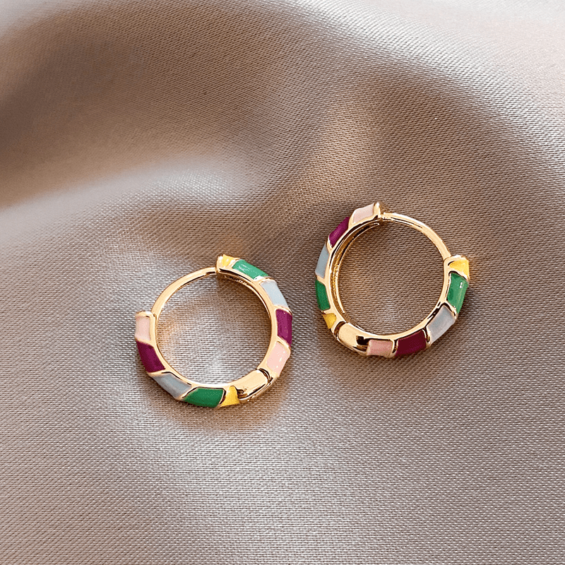 Levoire | Boucles D'Oreilles En Émail Multicolore En Or