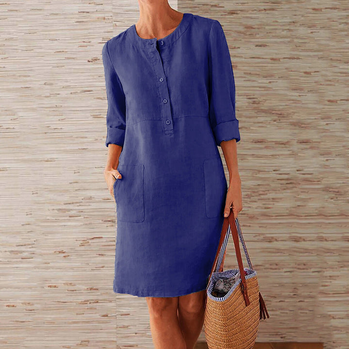 Levoire | Robe Maxi Femme Robe De Printemps Aérée Avec Silhouette Féminine Bleu foncé