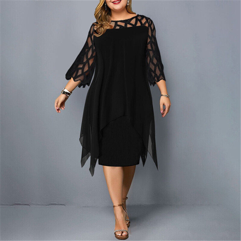 Levoire | Robe Midi Pour Femmes En Grande Taille Robe Confortable Pour Occasions Festives Noir