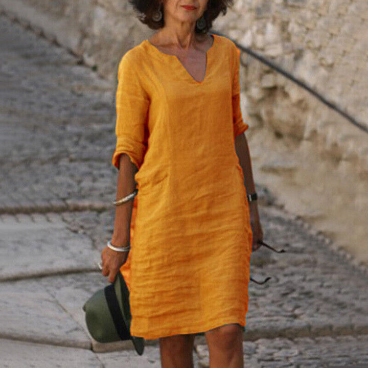 Levoire | Robe Femme Robe Confortable Avec Un Design Intemporel Pour Le Quotidien Et Les Occasions Spéciales Orange