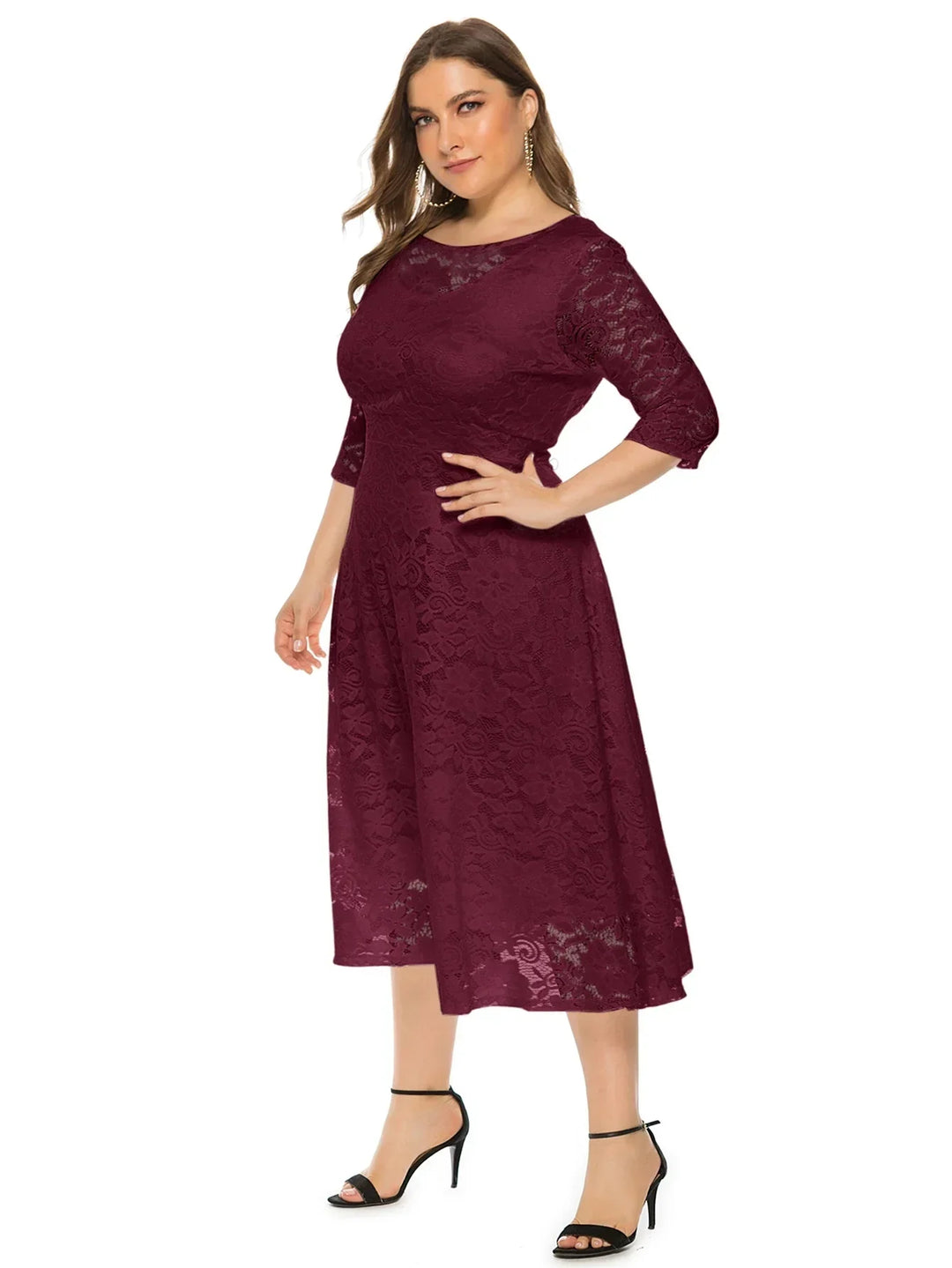 Levoire | Robe En Dentelle Pour Femmes Robe Longue Avec Dentelle Contrastée