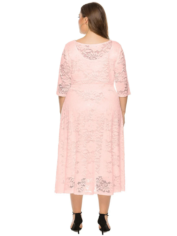 Levoire | Robe En Dentelle Pour Femmes Robe Longue Avec Dentelle Contrastée