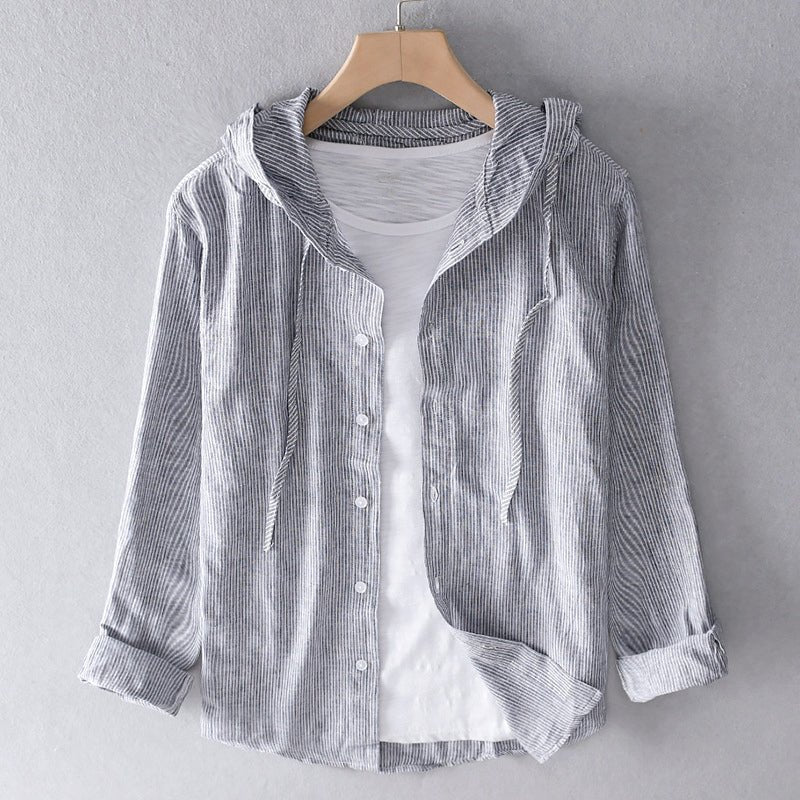 Levoire | Blouse En Lin Avec Capuche Gris