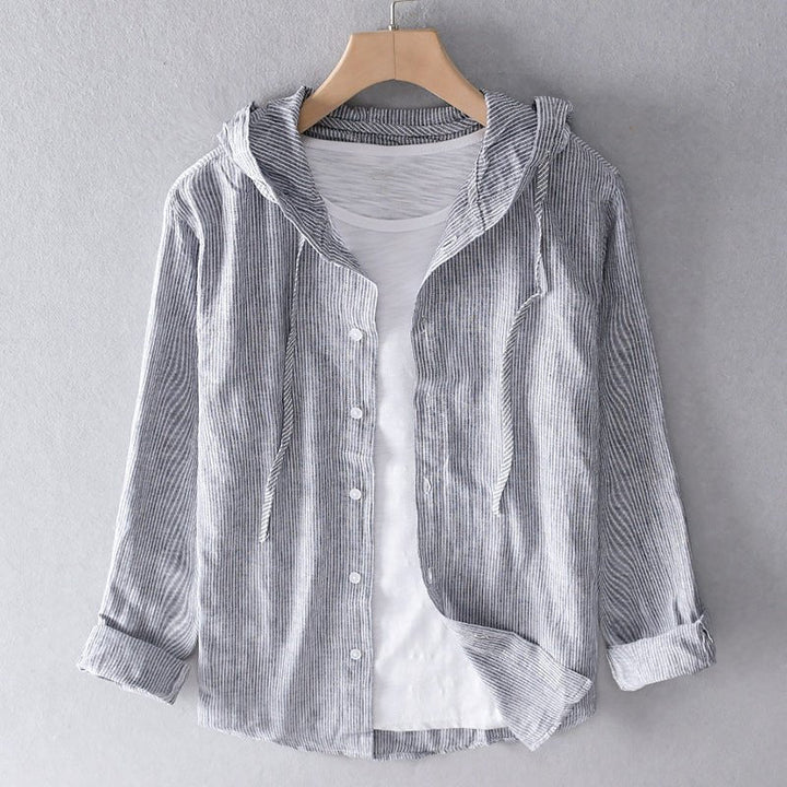 Levoire | Blouse En Lin Avec Capuche Gris