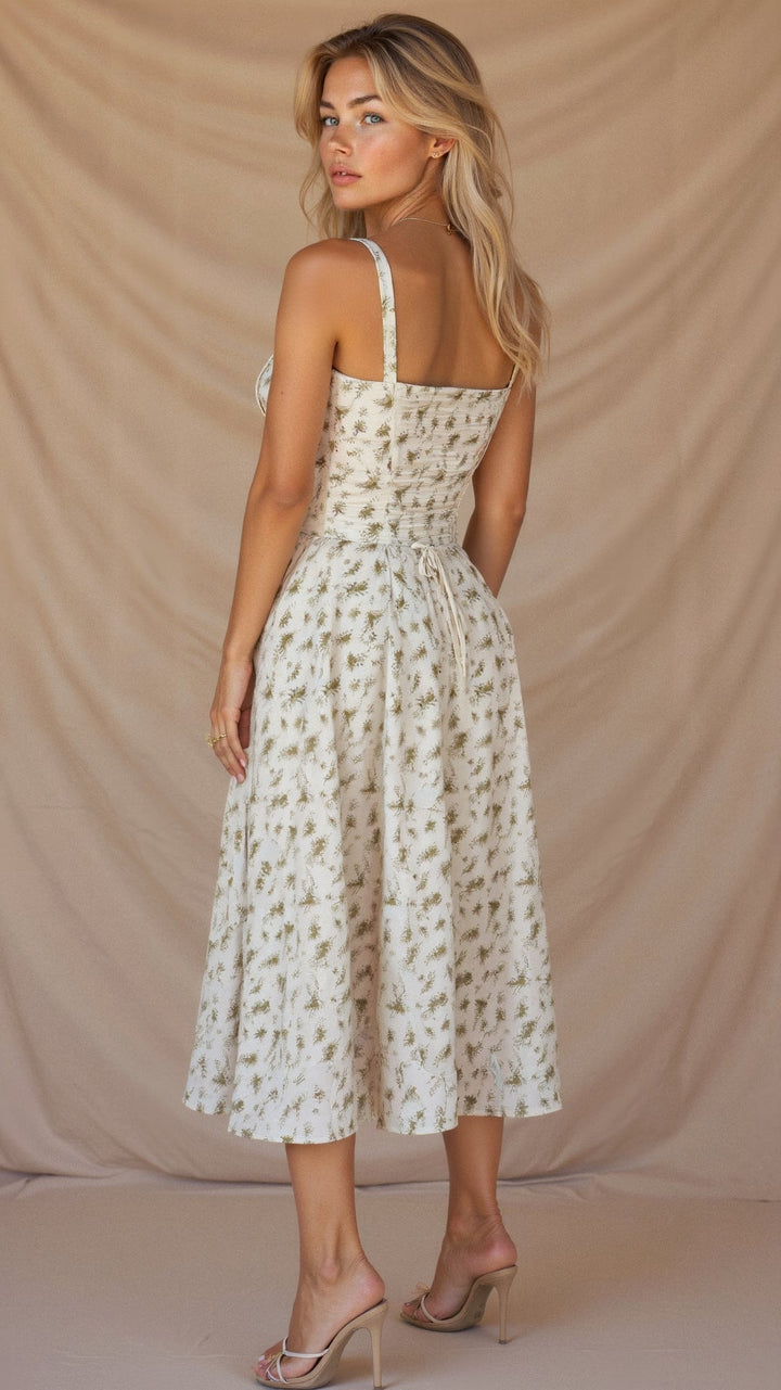 Levoire | Robe Midi D'Été Avec Bretelles & Fente Aérée, Élégante & Parfaite Pour Les Jours Chauds