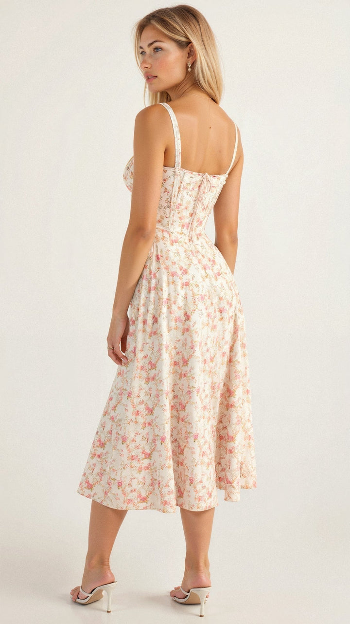 Levoire | Robe Midi D'Été Avec Bretelles & Fente Aérée, Élégante & Parfaite Pour Les Jours Chauds