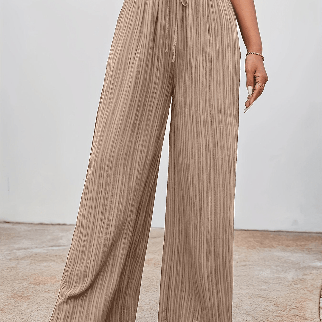 Levoire | Pantalon large avec taille haute et cordon de serrage Beige