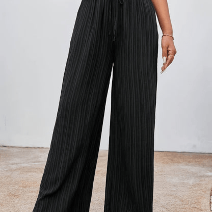 Levoire | Pantalon large avec taille haute et cordon de serrage Noir