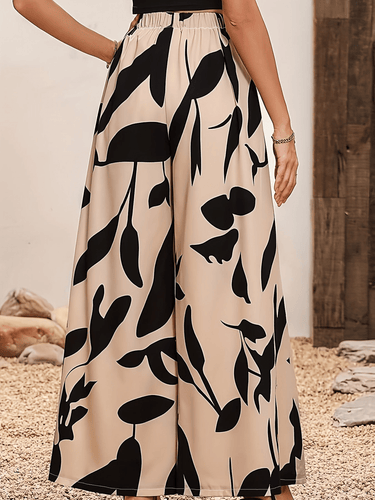 Levoire | Pantalon large pour femmes avec imprimé feuillage