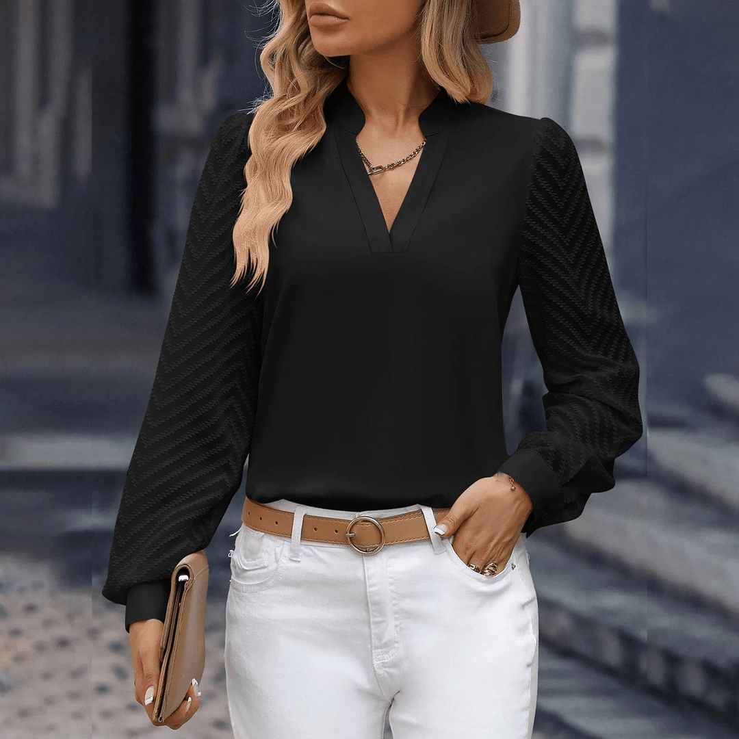Levoire | Top chiffon V élégant femme Noir