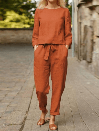 Levoire | Ensemble 2 Pièces Décontracté Femme Orange