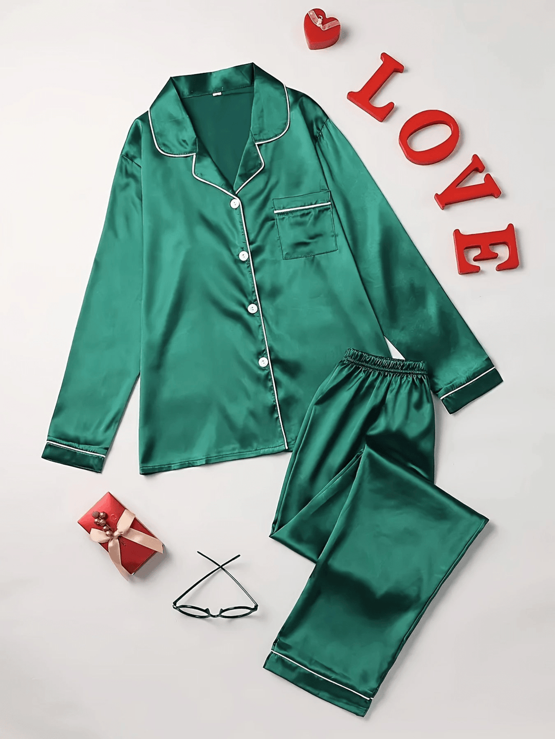 Levoire | Pyjama satin élégant femme Vert