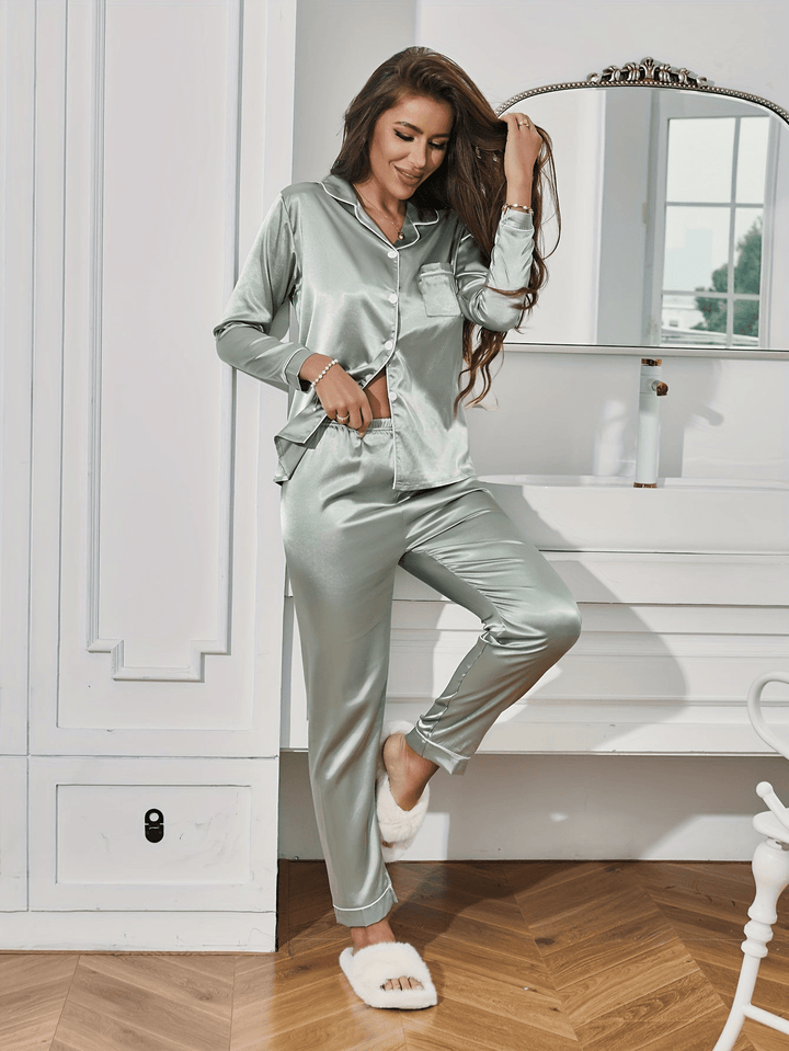 Levoire | Pyjama satin élégant femme Vert clair