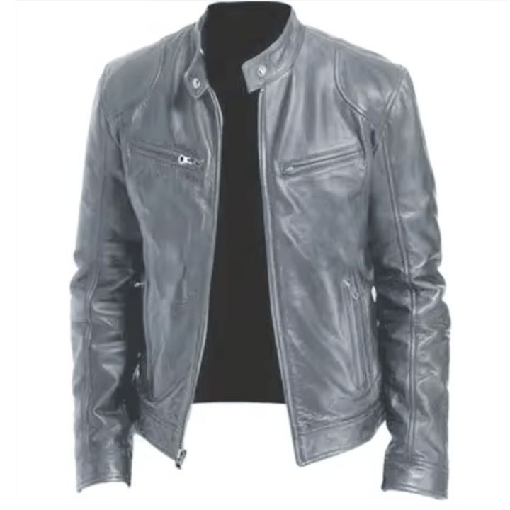 Levoire | Veste en cuir pour hommes Design classique et confortable Gris