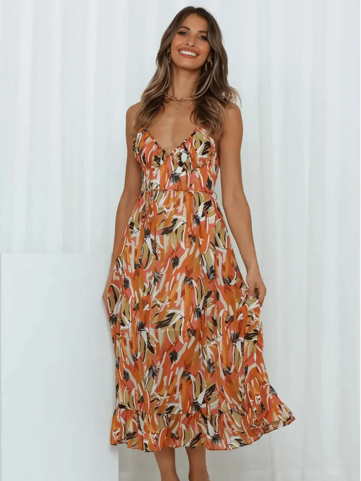 Levoire | Robe Midi Colorée Orange