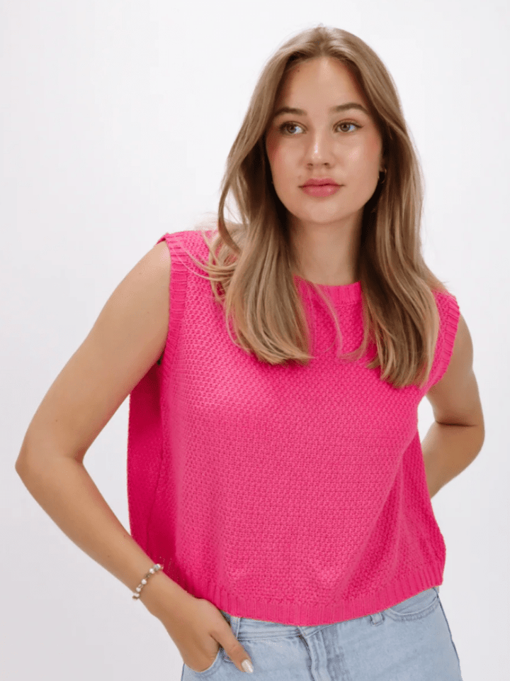 Levoire | Haut Tricot Doux Débardeur Pullover Femme Gilet Rosa