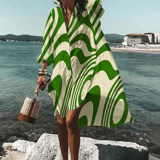Levoire | Robe Mi-Longue Avec Impression Unique Vert