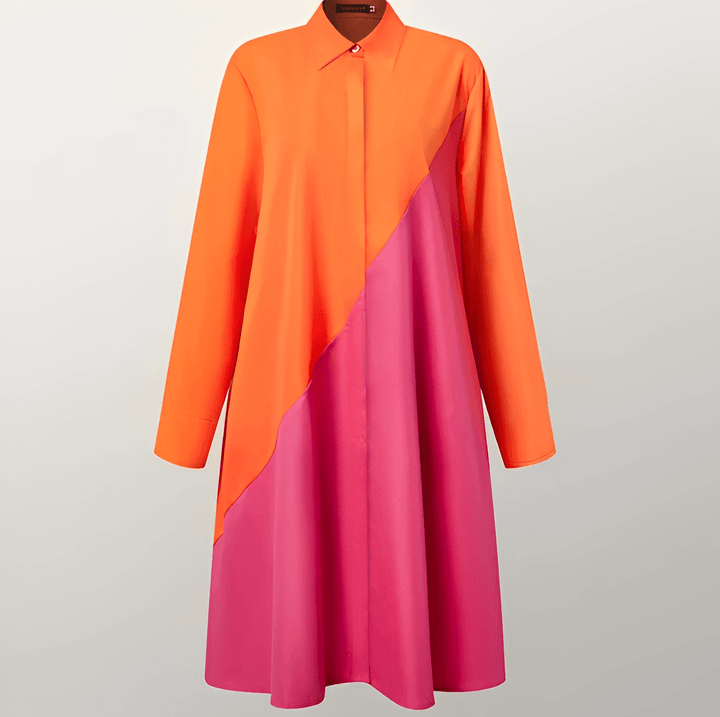 Levoire | Robe Chemise Élégante Avec Col Rabattu Orange-rose