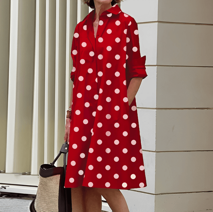 Levoire | Blouse Col Relevé Élégante Rouge et Blanc