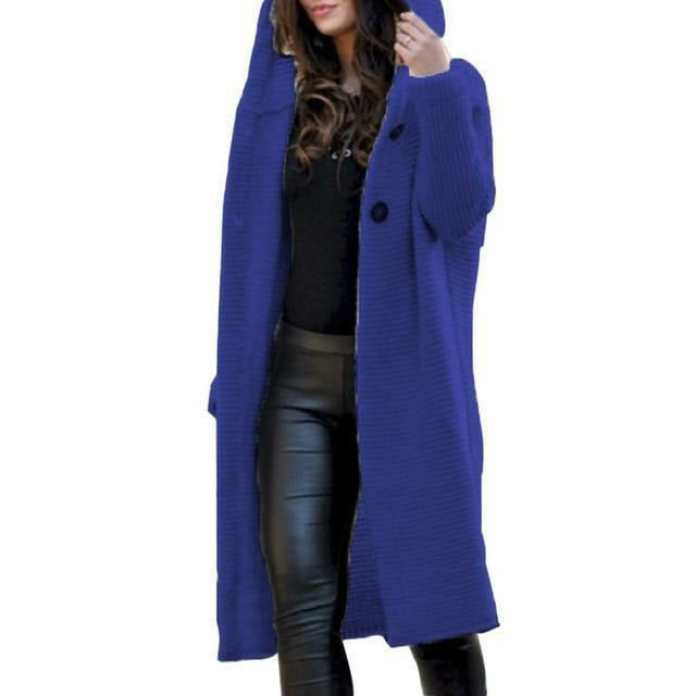Levoire | Manteau Long Tricoté Bleu