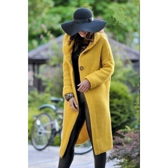 Levoire | Manteau Long Tricoté Jaune