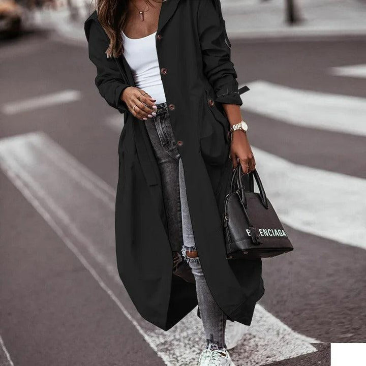 Levoire | Manteau Long Élégant Imperméable Pour Une Conception Légère Pour Le Printemps Noir