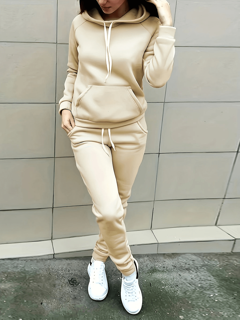 Levoire | Sweat Jogging Décontracté Femme Beige