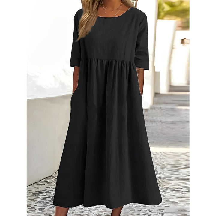 Levoire | Robe Midi En Lin De Coton Respirant Noir