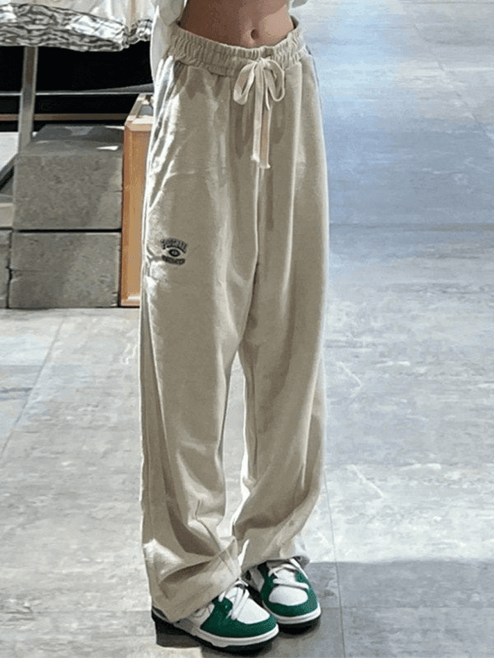 Levoire | Pantalons De Survêtement Décontractés Cintrés Brodés Gris