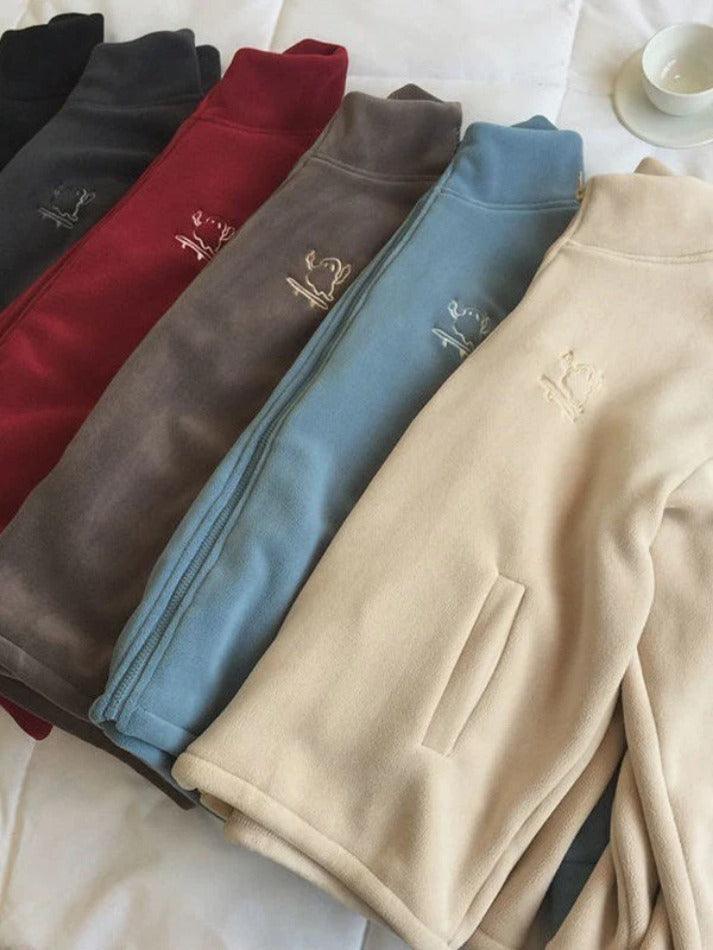 Levoire | Broderie Zip Veste En Polaire