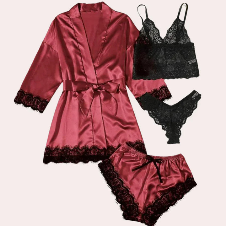 Levoire | Ensemble De Nuit Luxueux 4 Pièces Pour Femmes Rot